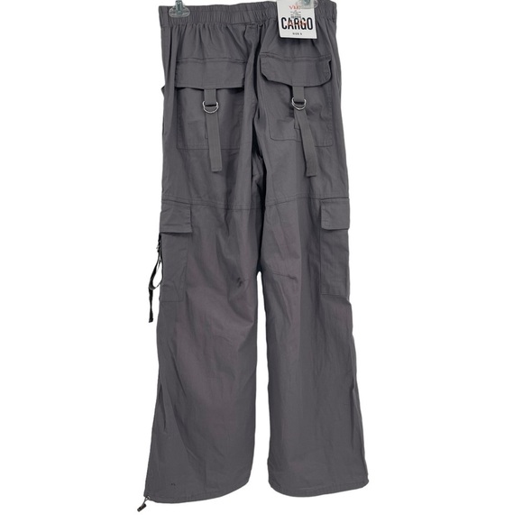 YMI Women’s MID RISE ALL DAY CARGO PANTS Gray COTTON NWT size S Drawstring hem - Picture 2 of 10